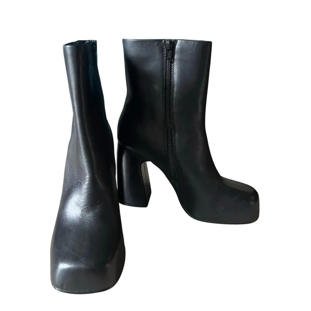 Steve Madden Cami Leather Square Toe Ankle Booties Women's 9.5 Leather Going Out
